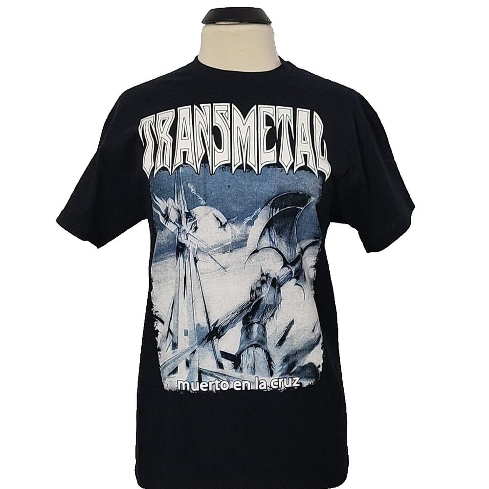 TRANSMETAL Muerto En La Cruz 2XL T-Shirt Black Mens Band Logo Unisex T-Shirt S