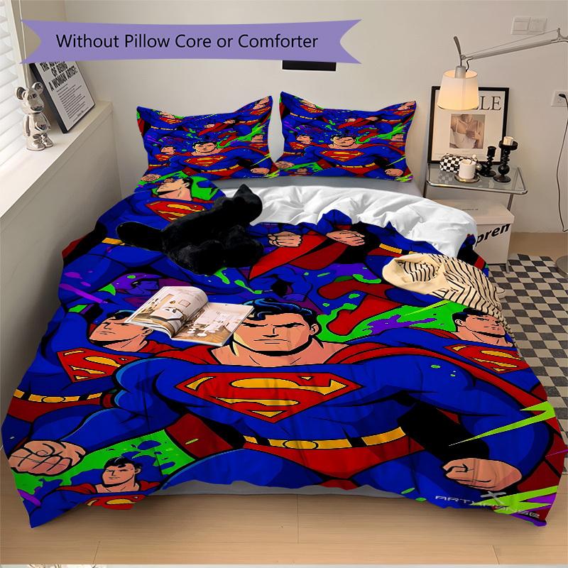 3pcs Superman Cover Set,Soft Comfortable Duvet Cover,Guest Room (1*Duvet Cover + 2*Pillowcases, Without Core) Yy251024081