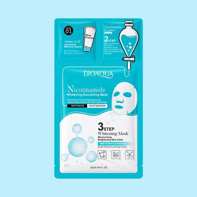 BIOAQUA - Отбеливающая маска для лица с никотинамидом, 3 шага #Mask- 1 pc
