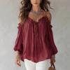 Camicetta Casual da Donna S con Collo Arricciato e Maniche Lunghe