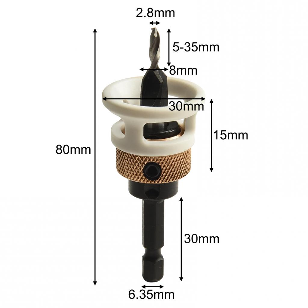 Hex Shank Countersink Drill Bit Set with Depth Stop for Accurate Holes