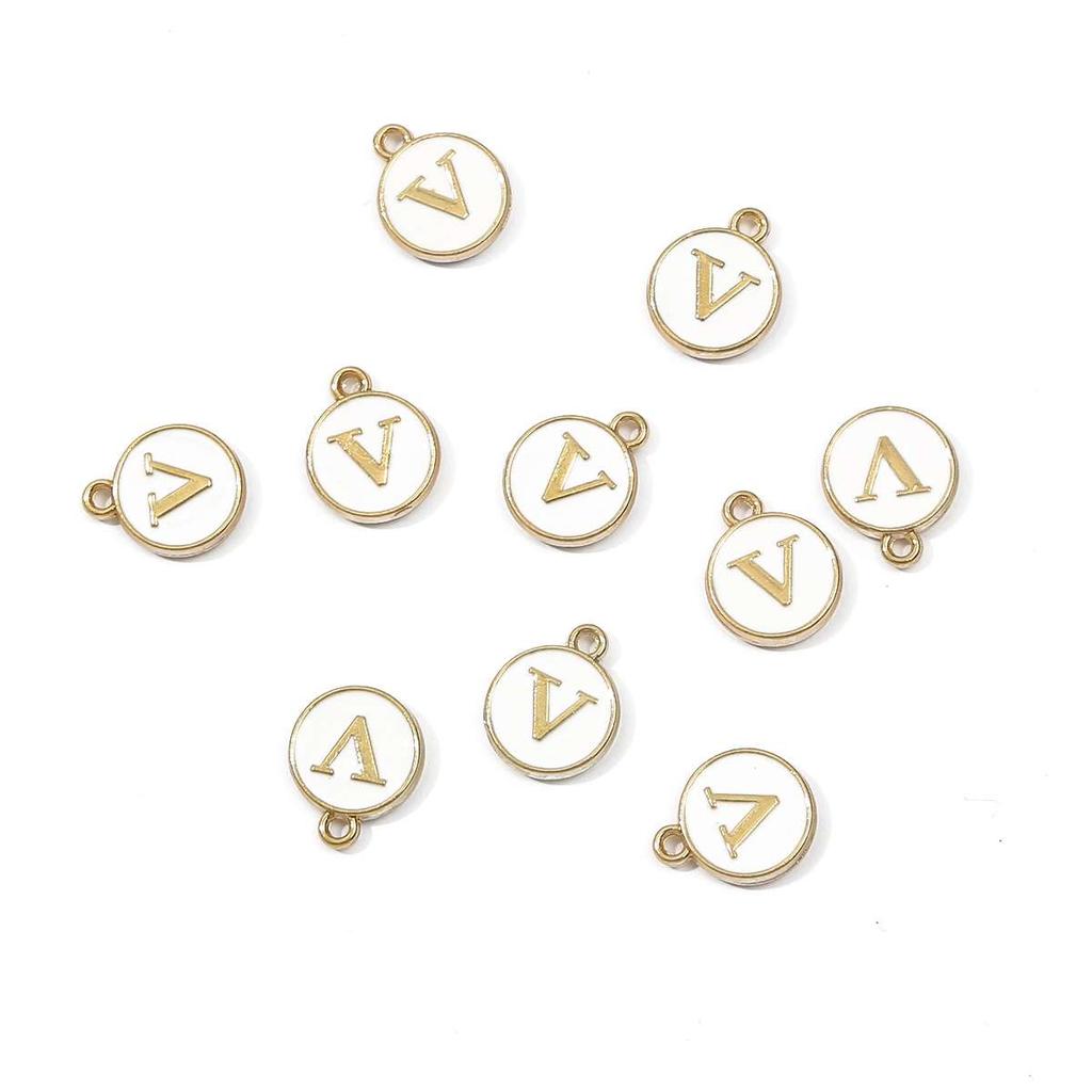 10 Uds. De dijes de letras en inglés esmaltados de Metal, colgante para fabricación de joyas DIY, accesorios para collares y pulseras