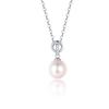 [FANCIME] Natural Freshwater Pearl Necklace, 7-8mm, Single Pearl, for Women, K14 White Gold, Genuine Pearl, Silver Chain, Lucky Charm, Suitable for Fo