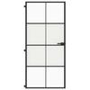 Interior Door Slim Black 93 X 201.5 Cm Tempered Glass & Aluminum