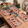 Linen Christmas Placemats Santa Claus Elk Table Mats Christmas Decorations for Home 2025 Xmas Navidad Noel New Year Table Decor