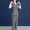 Luxury-lite Solid-color Set - Women's Summer Elegant Style Short-sleeved Shirt and Casual Pants Two-piece Set for Women