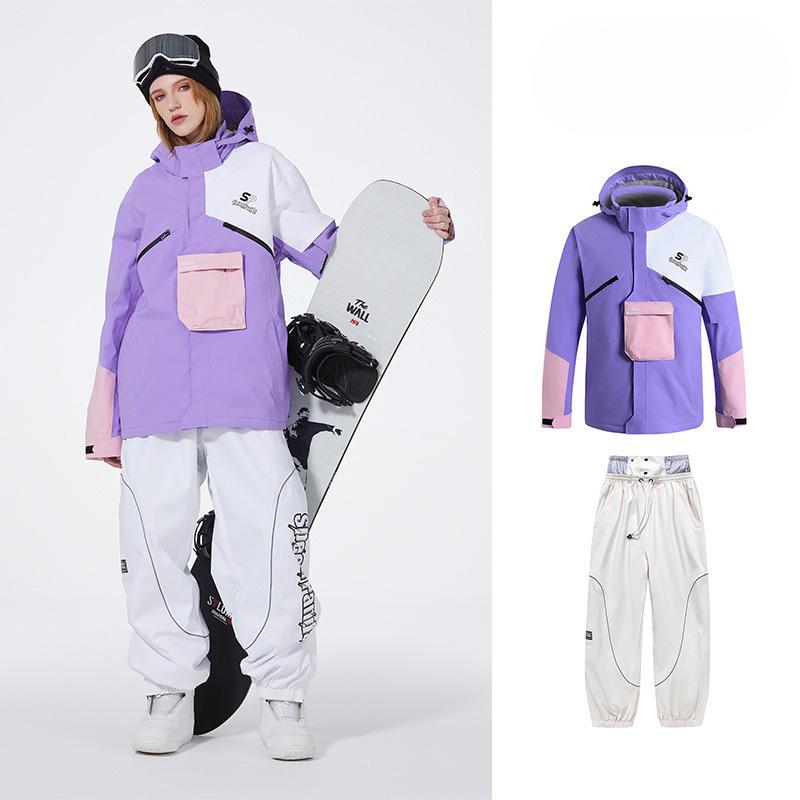Herren- und Damen-Skianzug Outdoor Winter Warm Snowboardanzug Wasserdicht Winddicht Skijacke und Hose Set Übergröße Atmungsaktiv Isoliert Schneeanzug