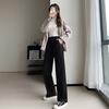 Small Autumn and Winter New Wool Casual Long Trousers for Women Single Button High Waist Straight Thickened Wool Wide-leg Pants