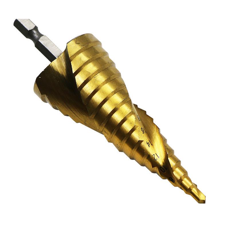 Titanium-Plated Spiral Groove Step Drill Bit 4-32mm Hex Shank Hole Enlarger