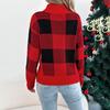 Women's Christmas Casual Color Block Plaid Long-Sleeved Turtleneck Sweater