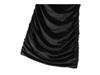 2024 European and American Women's Sexy Slimming Black Velvet Pleated Bodycon Dress