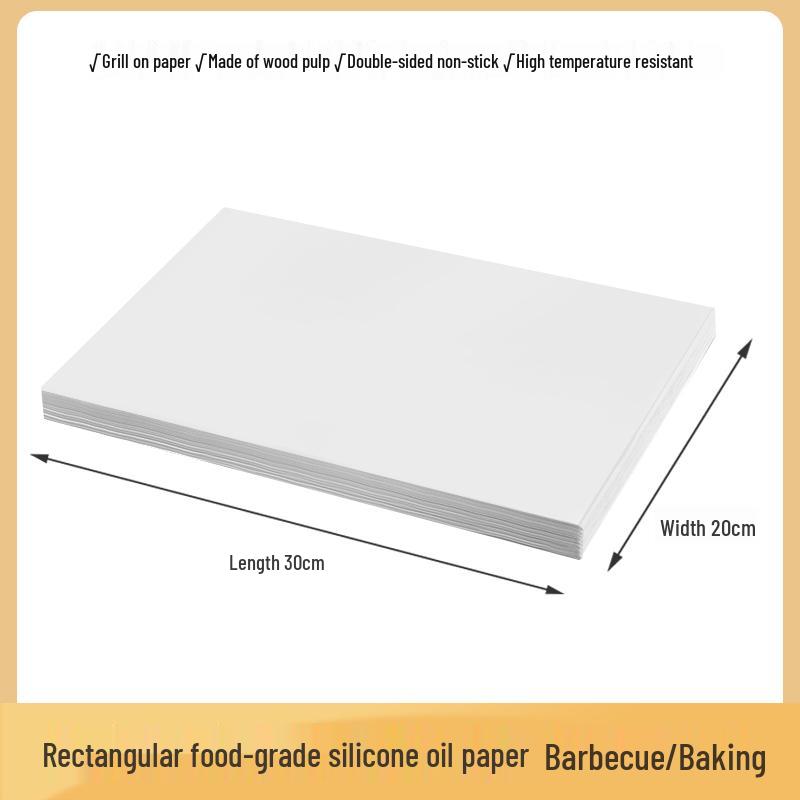Rectangular Non-Stick Disposable Baking Paper for Oven, Cake, and Barbecue Oil Absorption.