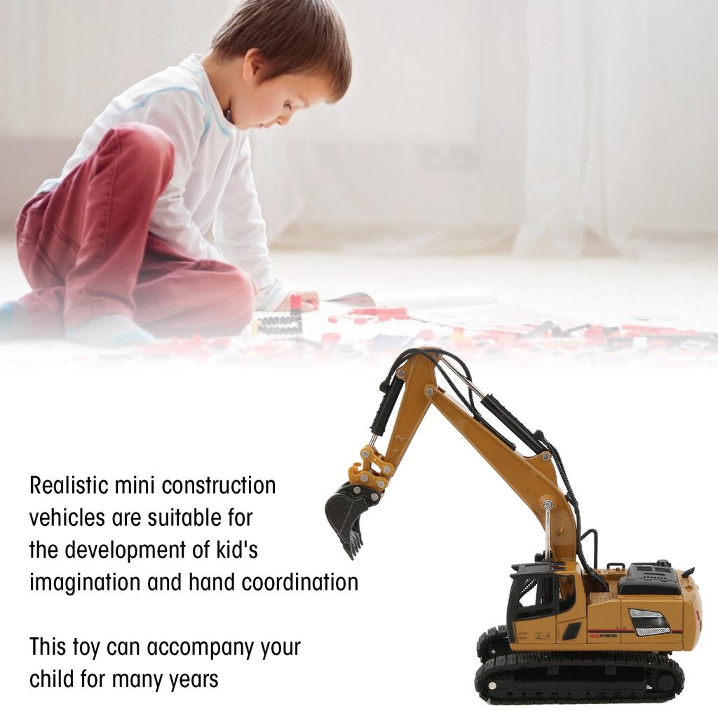 Backhoe Loader Heavy Duty Wheeled Excavator Durable 1: 60 Scale Site Backhoe Digger for Kids Decoration