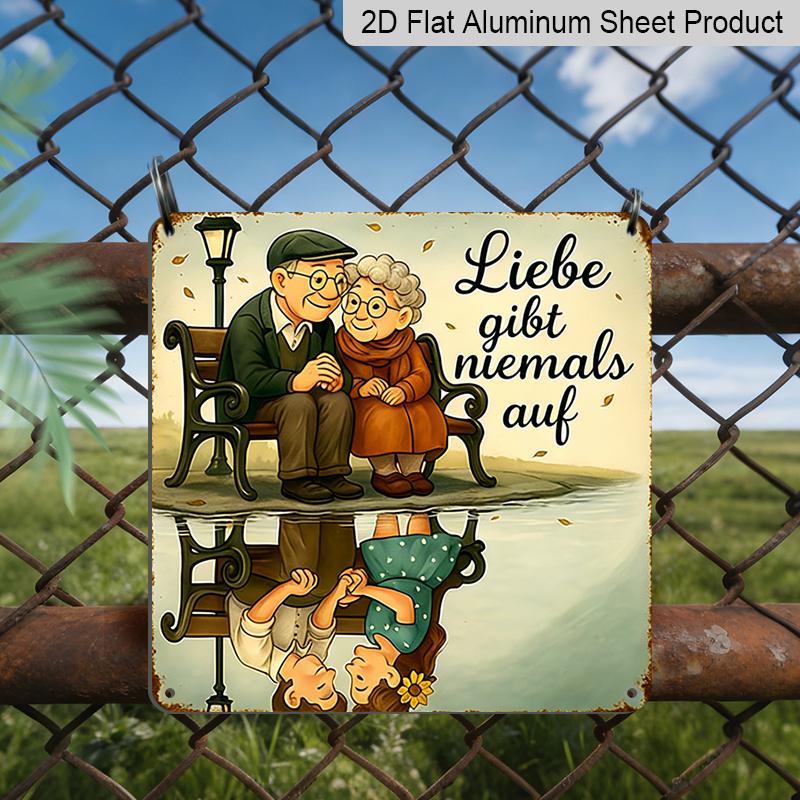 

2D Flat, 1pc Vintage German Love Sign Liebebe gib mir das auch (Love/Long Life/Wife/Husband) - Aluminum Metal Wall Plaque with German Text 20*20cm