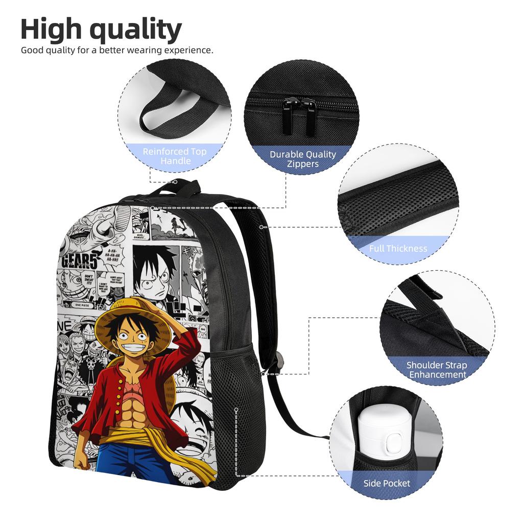 Ones Pieces Backpack Luffy Kawaii Backpacks Boy Girl Hiking Print High School Bags Colorful Rucksack