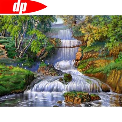 Bordado com Diamantes Ponto Cruz Natureza Mosaico de Diamantes Cênico Pintura de Diamante 5D Riacho Arte com Diamantes