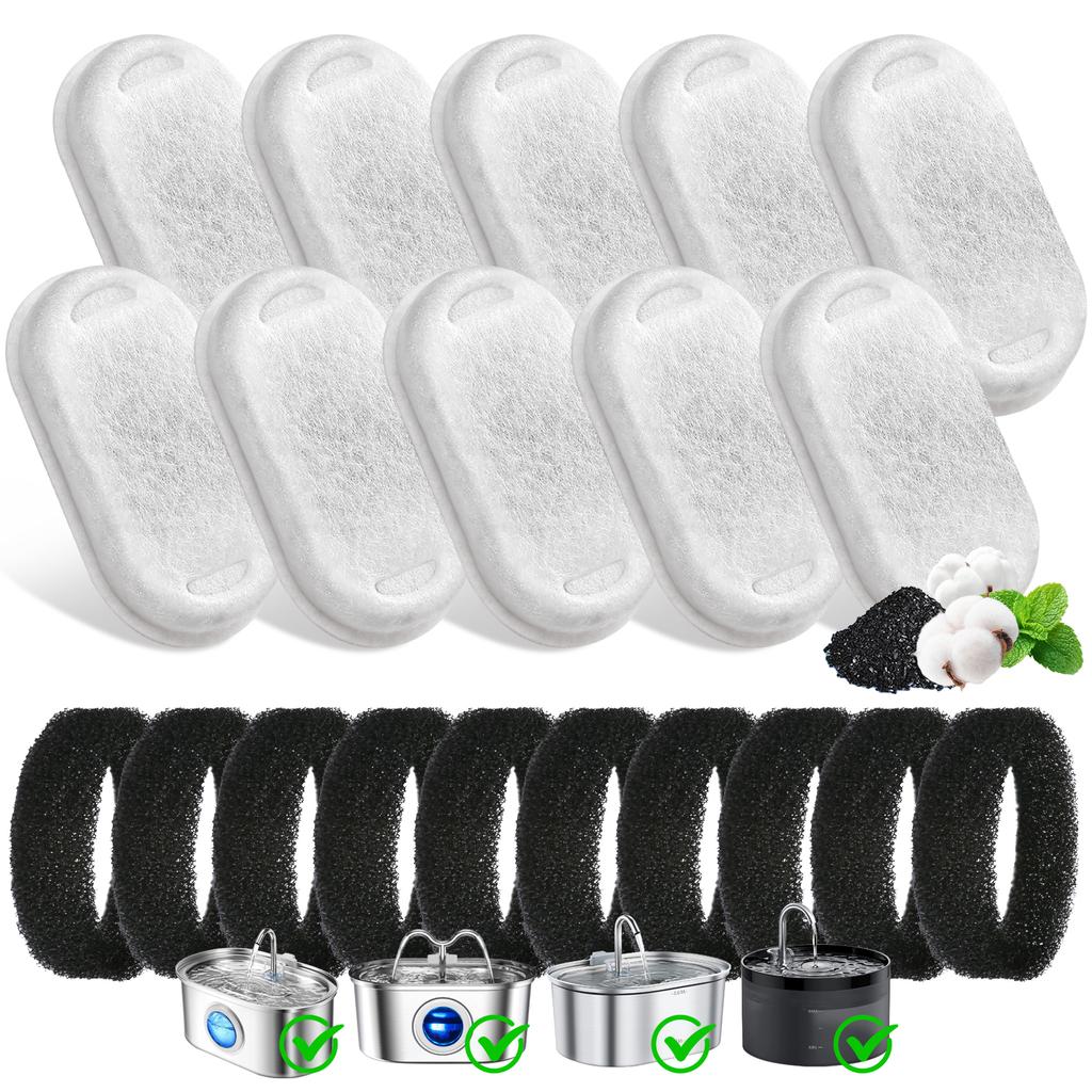 Filtry Zamienne Element Filtru do Fontanny Wodnej dla Kota ze Stali Nierdzewnej Filtry z Gąbki z Węglem Aktywowanym