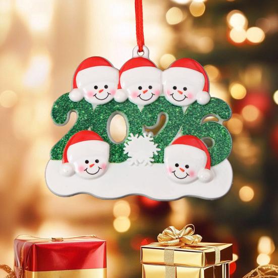 2026 Christmas Family Ornament Santa Hat Snowman DIY Family Name Xmas Tree Hanging Decoration Holiday Gift
