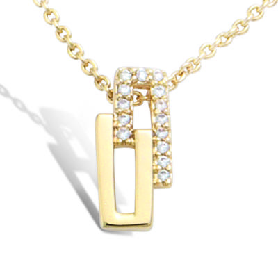 [R7124] - Gold Plated Necklace 'Sissi' White Gold - 14x7 Mm