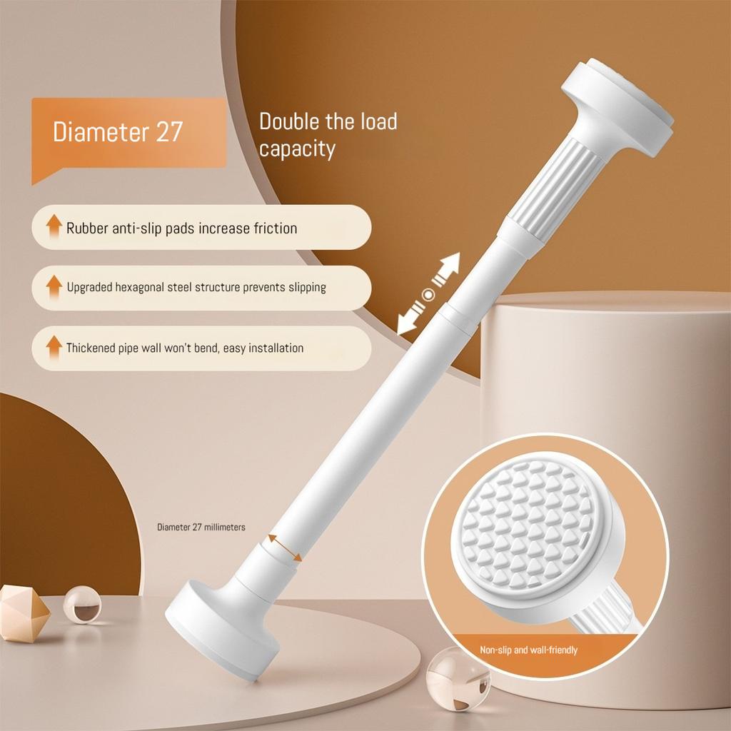 Multifunctional Extendable Rod Adjustable Stainless Steel Curtain Telescopic Pole Household Hanging Rod Bathroom Product 50-80cm