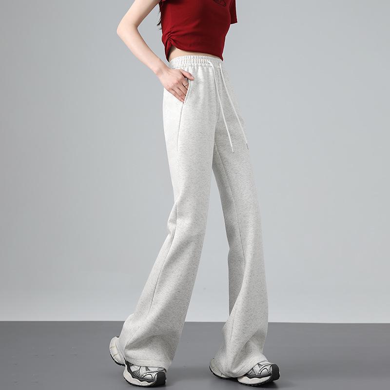 American-Style High Waist Flared Sweatpants for Women - Autumn/Winter Casual Slim Fit Long Pants