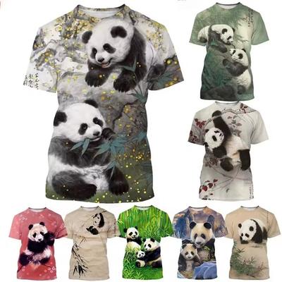 Letní Horký Prodej Módní 3D Tištěné Tričko Roztomilý Design Pandy Ležérní Krátký Rukáv Pohodlný Top