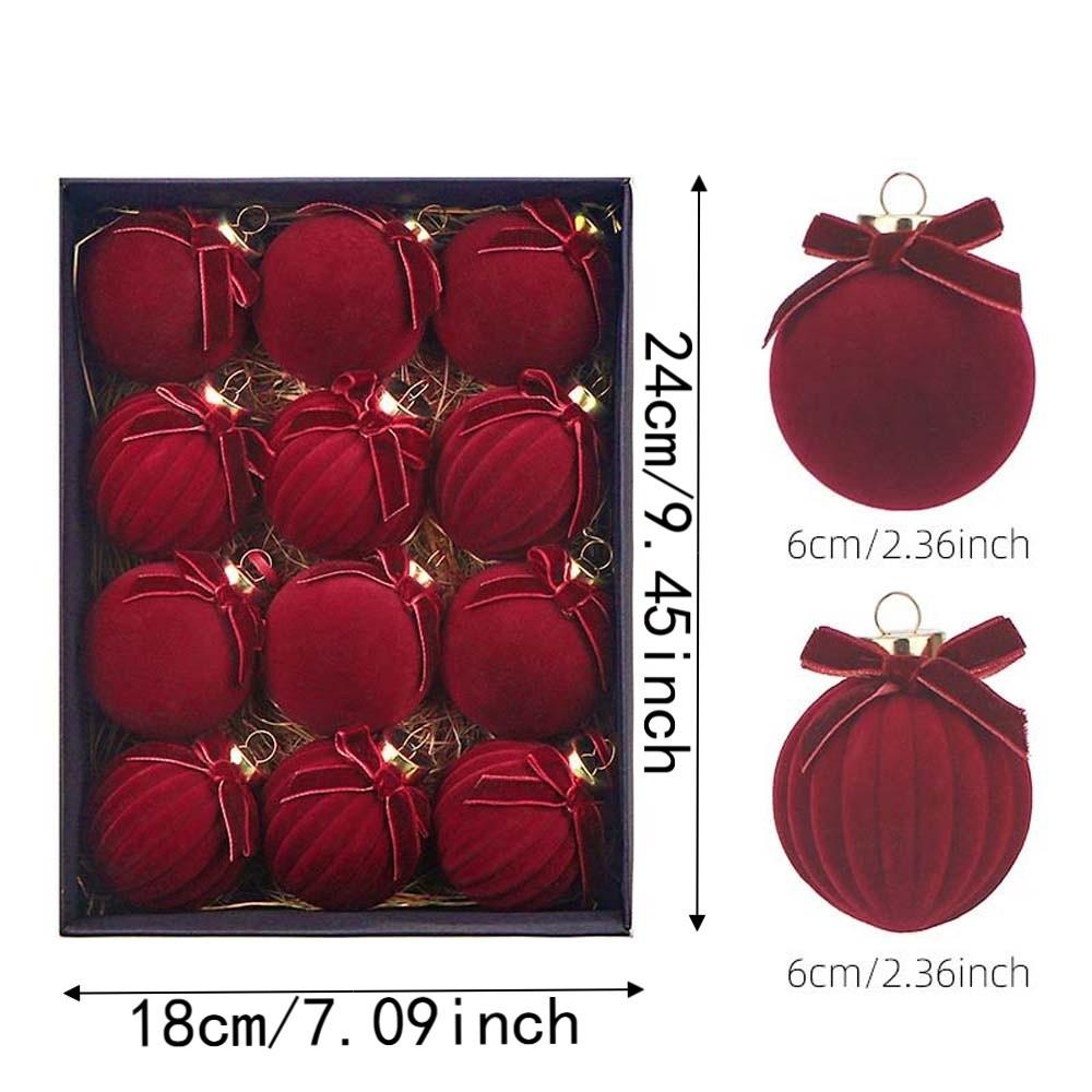 Ribbon Bowknot Flocked Tree Pendant Striped Texture Hanging Bowknot Balls Room Decor