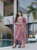 Women Embroidered Kurta Set with Floral Dupatta – Elegant Ethnic Festive Wear