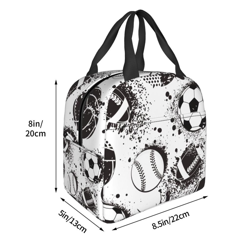 Cartoon Soccer Ball Football Insulated Lunch Bags Large Reusable Thermal Bag Tote Lunch Box College Picnic Men Women