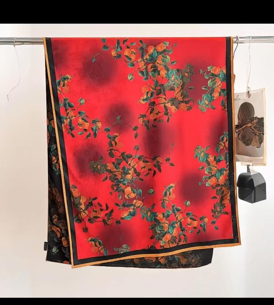 Hangzhou Silk Fragrant Cloud Yarn Silk Scarf Two-Color Double-Sided Printing Scarf Handmade Curling Women'S Shawl National Style Printing