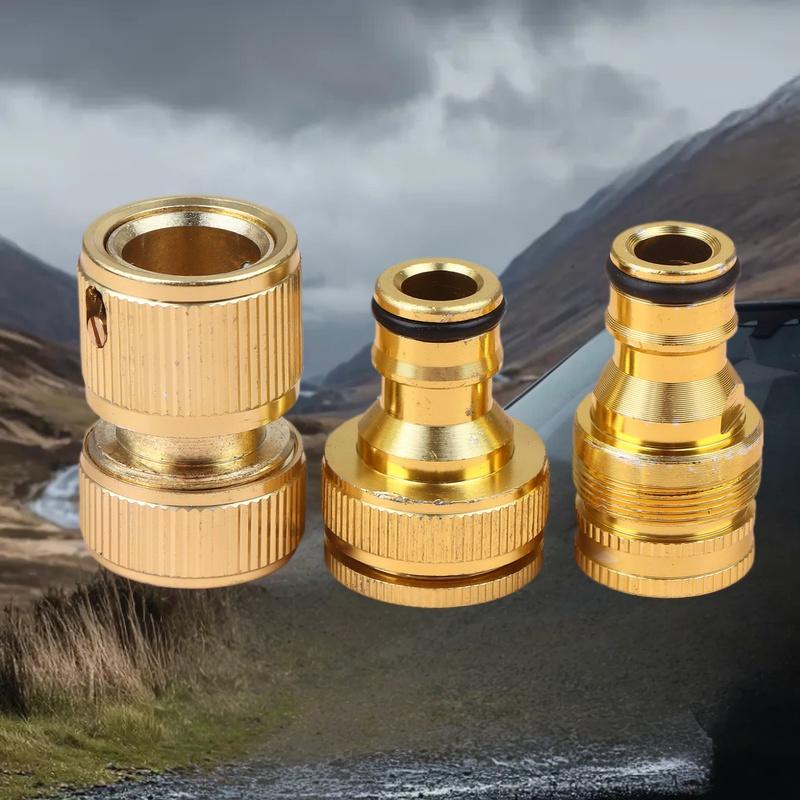 [J] 2pcs Standard Aluminum Hose Connector Set - 4/6'' Tap Fitting Quick Connect For Garden Pipes Hose Connector