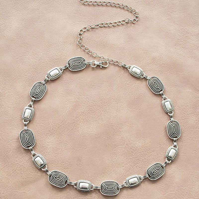 Spring High-end Sense of Ethnic Style Xiaoxiang Carved Fashionable Metal Pants Chain Women's Single Loop Belt Waist Chain