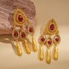 European and American Court Style Resin Diamond-encrusted Hollow Water Drop Fringed Silver Needle Earrings Retro Niche Light Luxury Earrings