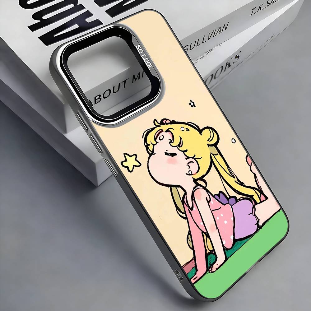 Coque de téléphone colorée Argentée au dos S-Sailor M-Moons Pour IPhone 17 16 15 14 13 12 11 Plus Pro Max Plus
