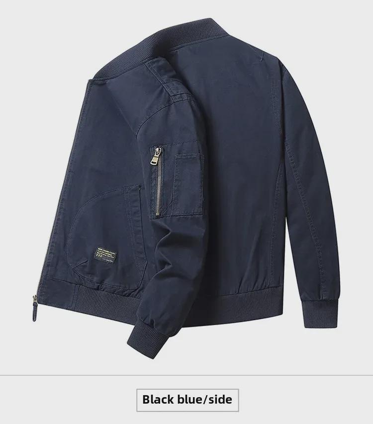 Men’s Spring/Autumn Baseball Cotton Jacket – Loose Fit, Casual Workwear, Functional Design, Large Sizes Available.
