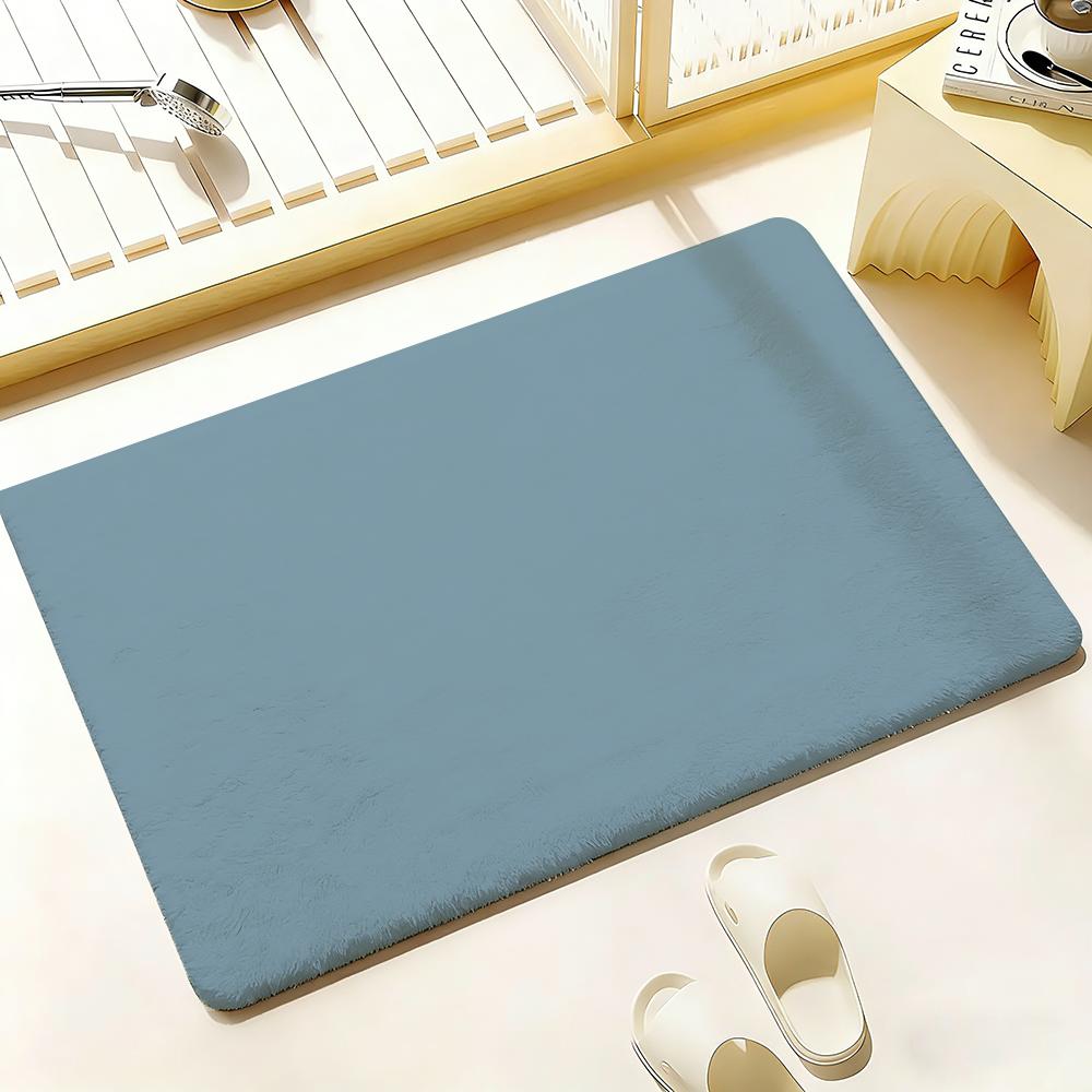 Solid color Floor Mat Bedroom Living Room Flannel Door Mat Non-Slip Home Decor