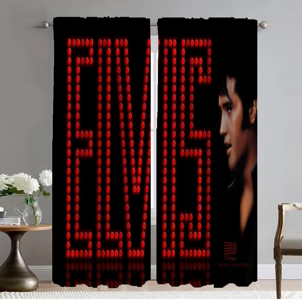 Blackout Curtain for Room 2 Panel Elvis Tulle for Bedroom Shades Elegant Room Curtains Halloween Decoration Partition Living
