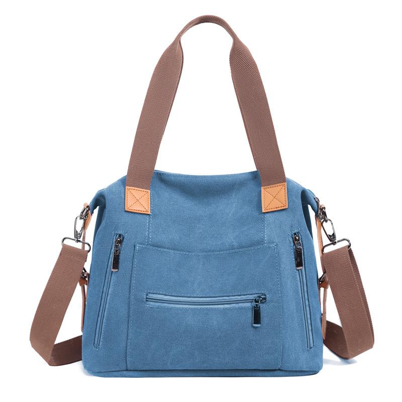 

Женская сумка, большая вместимость, сумка через плечо из холста, сумка-тоут синий