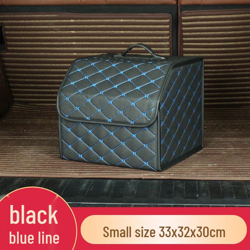 Trunk Storage Box: Multifunctional Folding Car Organizer with Logo-Printed Leather
