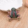 Blucome 3 Colors Choose Rhinestone Frog Brooches for Women Vintage Fashion Animal Pin Cute Vivid Carton Style Jewelry