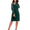 Women's Fashionable Casual Round Neck Long,Sleeve Printed Lace,Trimmed Dress
