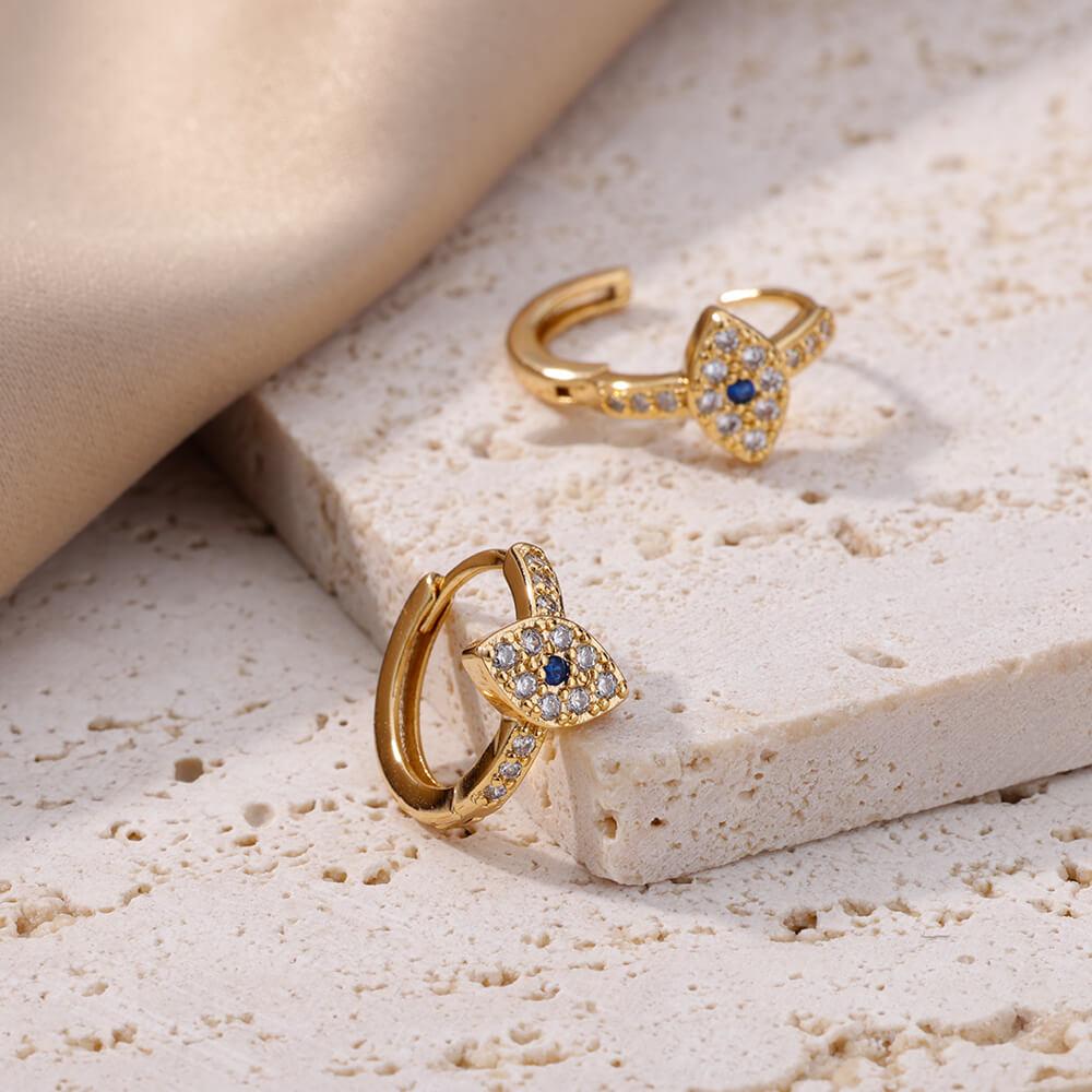Zircon Evil Eye Earrings For Women Stainless Steel Gold Plated Turkish Pendientes Hoop Piercing Earring 2023 Goth Zircon Aretes