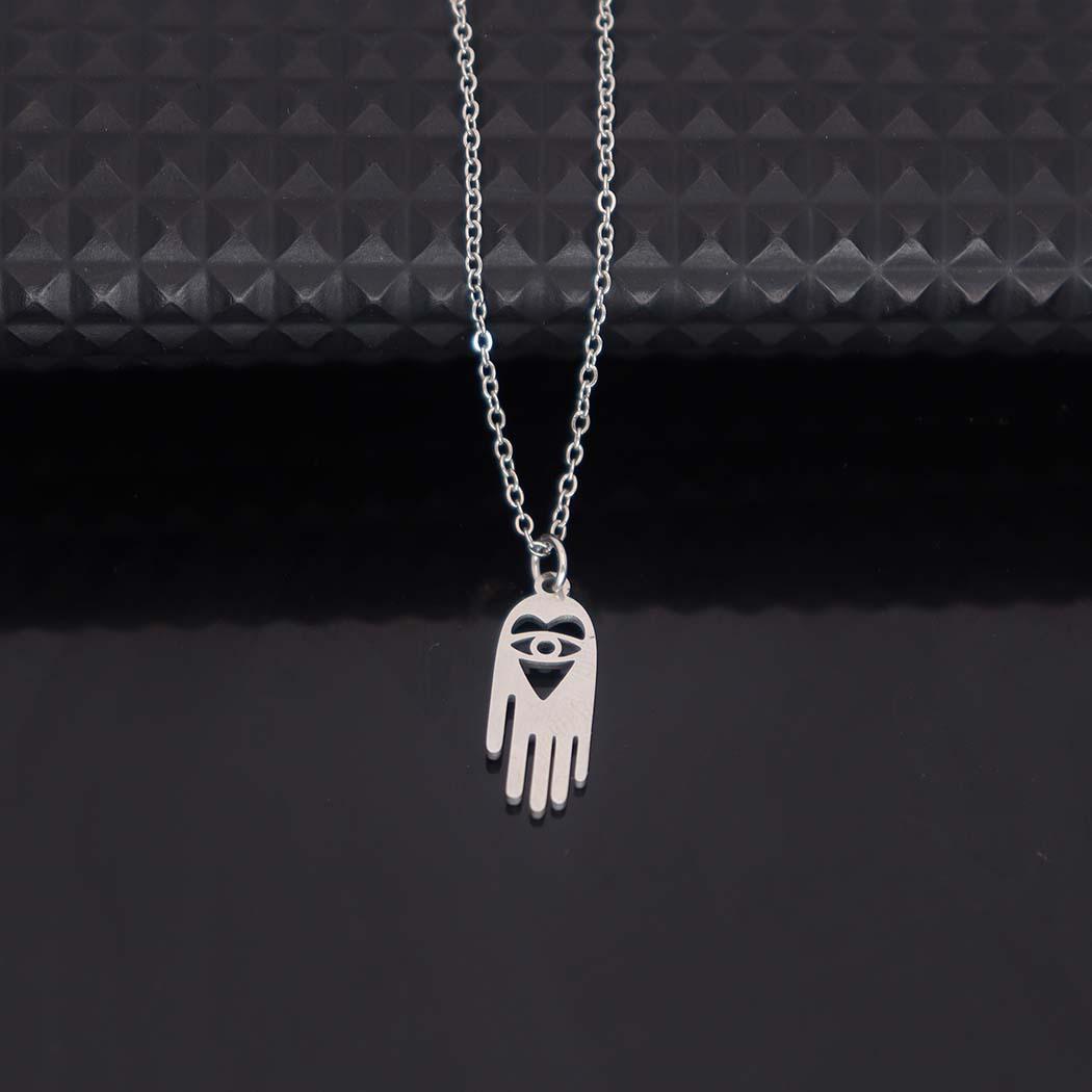 Stainless Steel Devil s Eye Pendant Necklace - Versatile Temperament Accessories серебряный