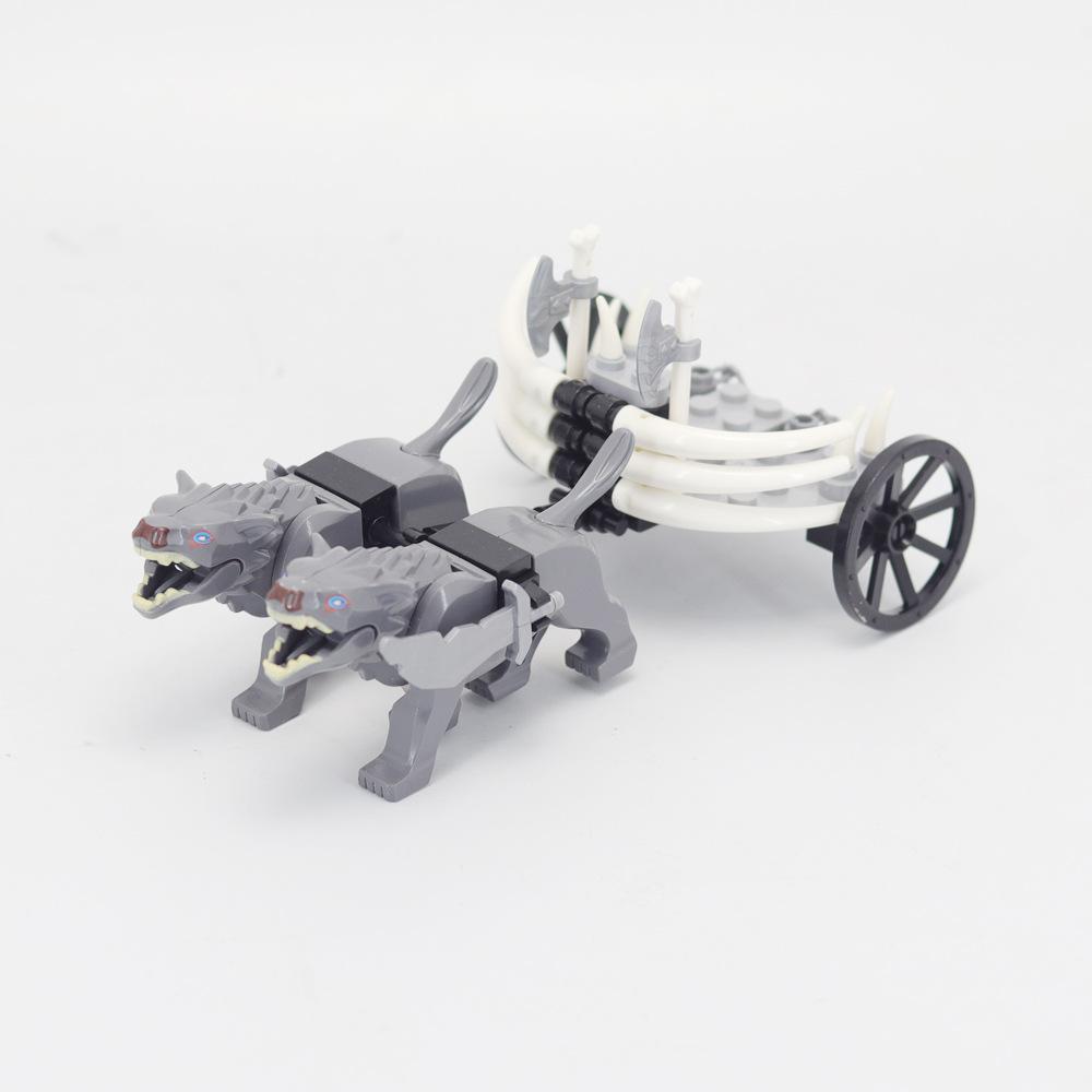 Building Block Wolf Chariot Medieval Weapon Ancient Three Kingdoms Scene Assembly Toy Model Ornament