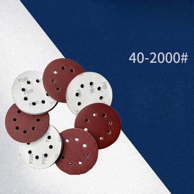 10 Stück 5-Zoll 8-Loch beflocktes Schleifpapier, Eed Schleifpapier, Aluminiumoxid 125mm beflocktes Schleifpapier