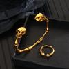 Punk Inspired Skull Jewelry Set Fashionable Bracelet Earrings Rings Halloween Accessories for Fashion Enthusiasts