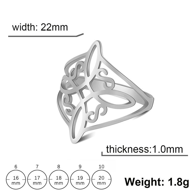 Witch Knot Stainless Steel Ring for Women Wiccan Cross Celtics Knot Protection Amulet Jewelry Gift