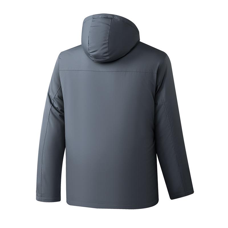 2025 Men's Mid-Length Winter-Autumn Thickened Cotton Jacket with Detachable Hood and Plus Velvet Lining.