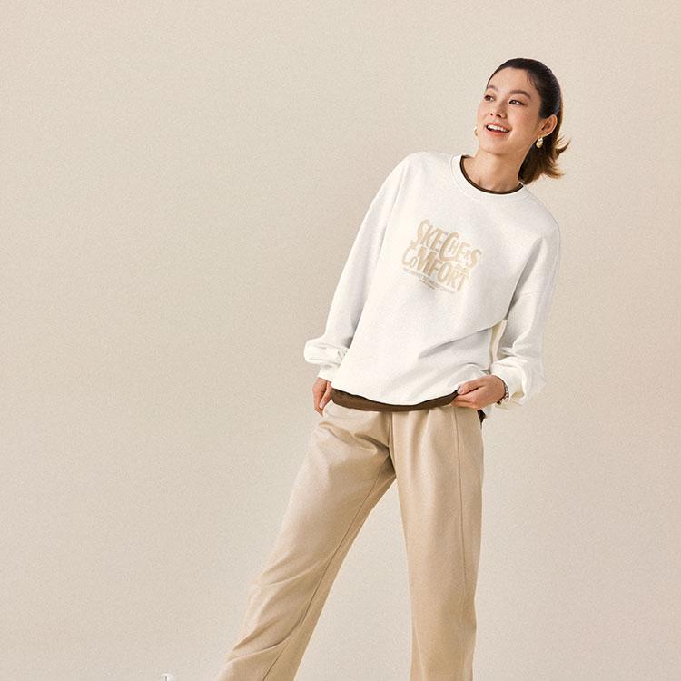 Skechers Warm And Cold Resistant Sports Casual Commuter Pullover Crewneck Sweatshirt Unisex Sweatshirt L325U084-0074