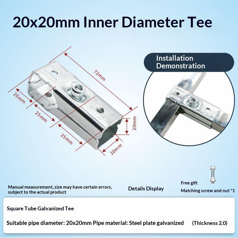 

1Pcs Elbow Pipe Fixed Buckle 20X20/25X25Mm Square Pipe Fitting Joint Pipe Connector Buckle Non Welding And Non Punching Bracket A1